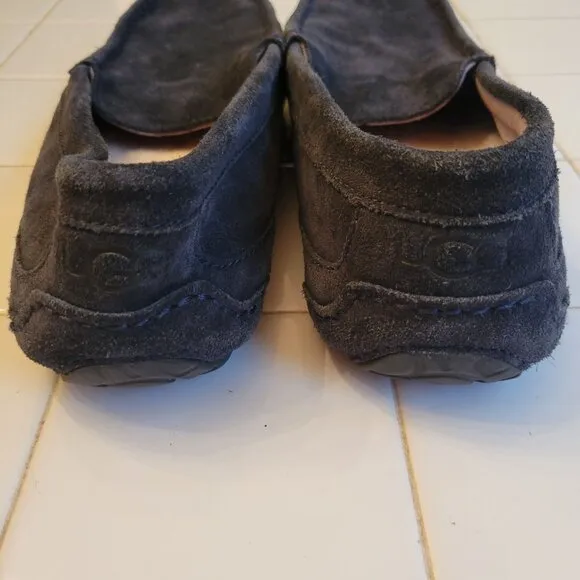 UGG 11 Leather Suede Moccasin Slippers Black 1003419 Moc Toe ASCOT