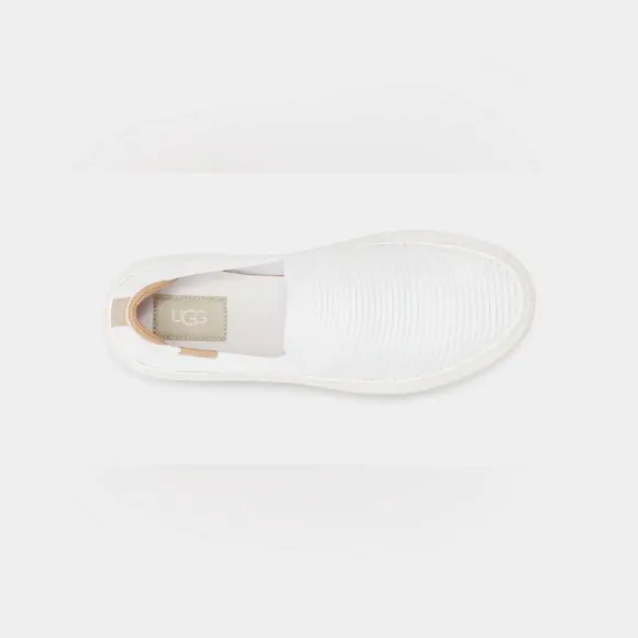 UGG Alameda Sammy Woven Slip On Everyday Shoe in White and Tan