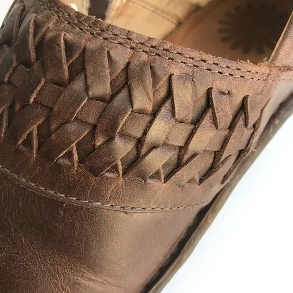 UGG Anila Full Grain Leather Wool Lined Closed Back Slip On Shoes Comfort Clogs