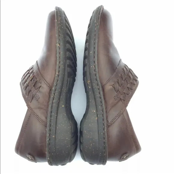 UGG Anila Full Grain Leather Wool Lined Closed Back Slip On Shoes Comfort Clogs