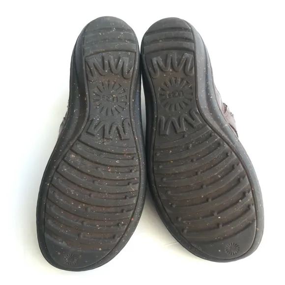 UGG Anila Full Grain Leather Wool Lined Closed Back Slip On Shoes Comfort Clogs