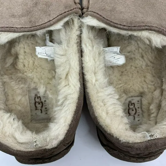 Ugg Ascot Tan Brown Suede Leather Shearling Lining Slip On Slipper Men’s Size 11