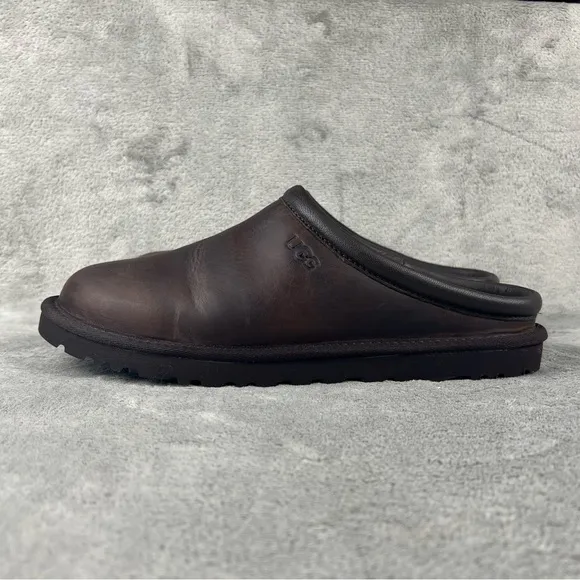 Ugg Classic Clog Mules Men's 11 Fur Lined Brown Leather Shearling S/N 1011413