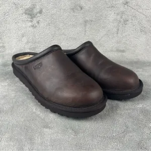 Ugg Classic Clog Mules Men's 11 Fur Lined Brown Leather Shearling S/N 1011413