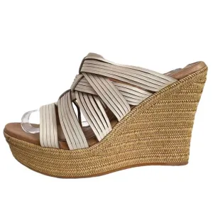UGG Melinda Platform Wedge Jute Mules in White Women's Sz. 8