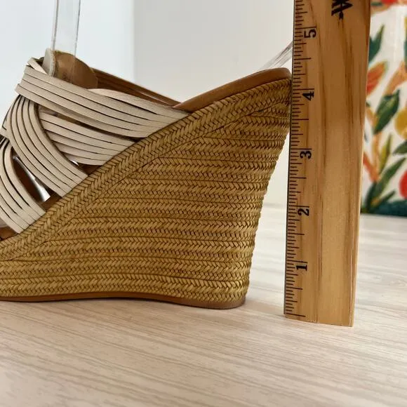 UGG Melinda Platform Wedge Jute Mules in White Women's Sz. 8