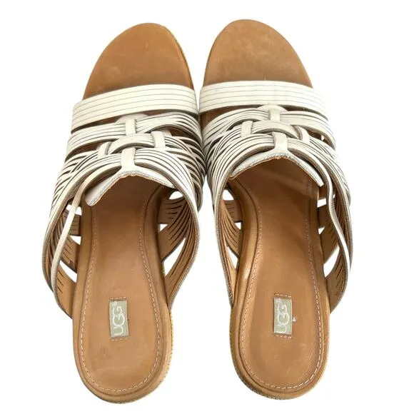 UGG Melinda Platform Wedge Jute Mules in White Women's Sz. 8