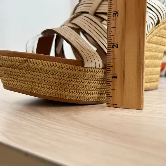 UGG Melinda Platform Wedge Jute Mules in White Women's Sz. 8