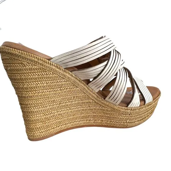 UGG Melinda Platform Wedge Jute Mules in White Women's Sz. 8