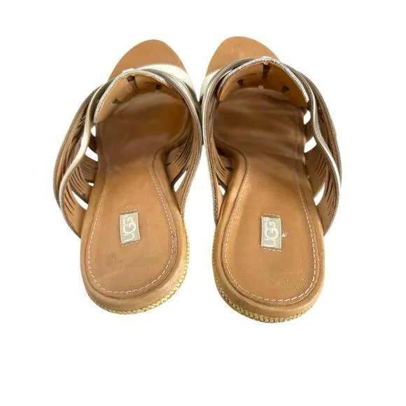 UGG Melinda Platform Wedge Jute Mules in White Women's Sz. 8