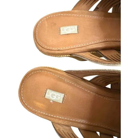 UGG Melinda Platform Wedge Jute Mules in White Women's Sz. 8