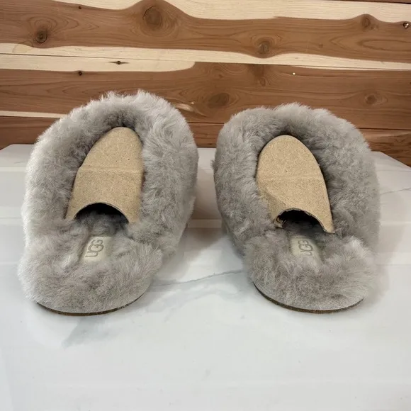 UGG Scuffette II Slippers Cozy Sheepskin Suede Mules Gray Women's Size 9