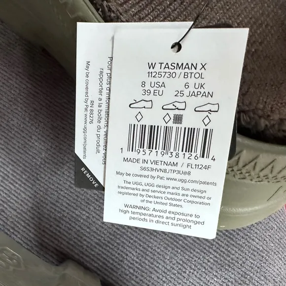 UGG TASMAN X Olive Shoes Rubber RAIN BOOTS Clogs WOMEN'S 8