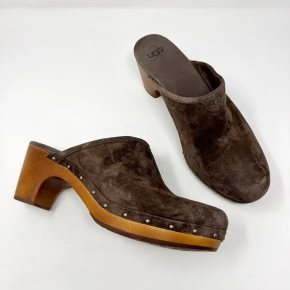 UGG Women's Abbie Brown Suede Clogs