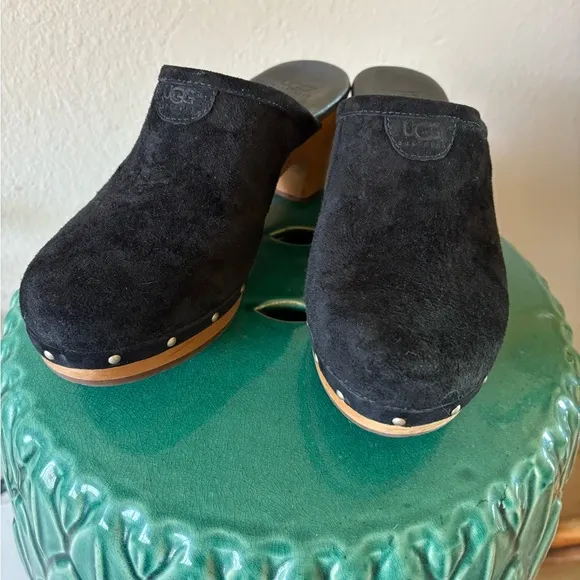 UGG Women's Black Suede Clogs