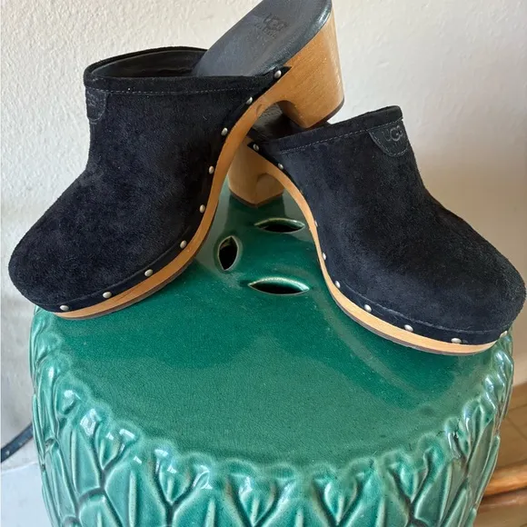 UGG Women's Black Suede Clogs