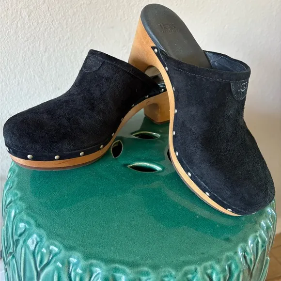 UGG Women's Black Suede Clogs