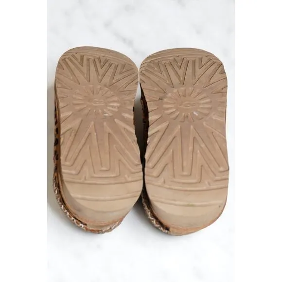UGG Women’s Tasman Slippers – Leopard Print Calf Hair Slip-On Mules, Size 7