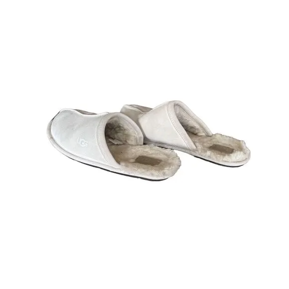 UGG Womens White Pearl Sheepskin lining Slip On Clog Padded Slippers Size 11