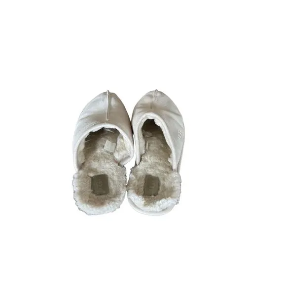 UGG Womens White Pearl Sheepskin lining Slip On Clog Padded Slippers Size 11