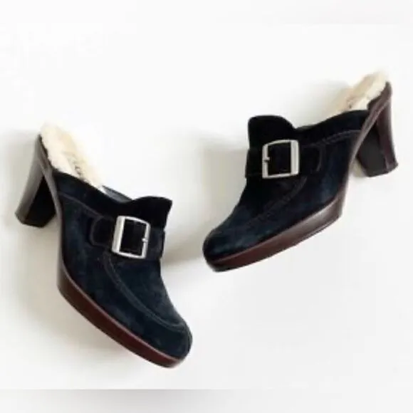 Ugg Isabella Navy Sheepskin Line Clog Style Mules Sz 10