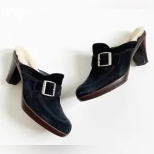 Ugg Isabella Navy Sheepskin Line Clog Style Mules Sz 10