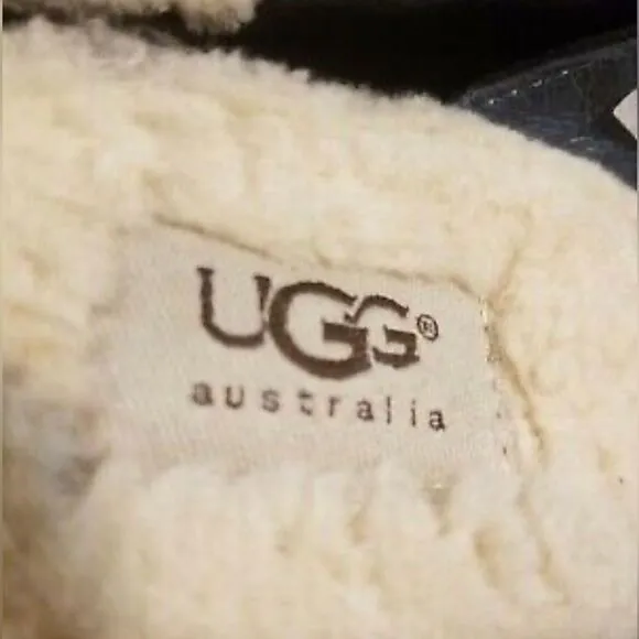 Ugg Isabella Navy Sheepskin Line Clog Style Mules Sz 10