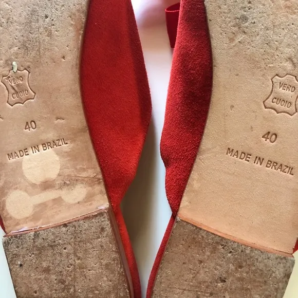Ulla Johnson Loulou Babouche coral red flat suede mules