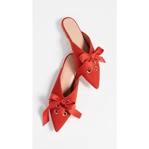 Ulla Johnson Loulou Babouche coral red flat suede mules