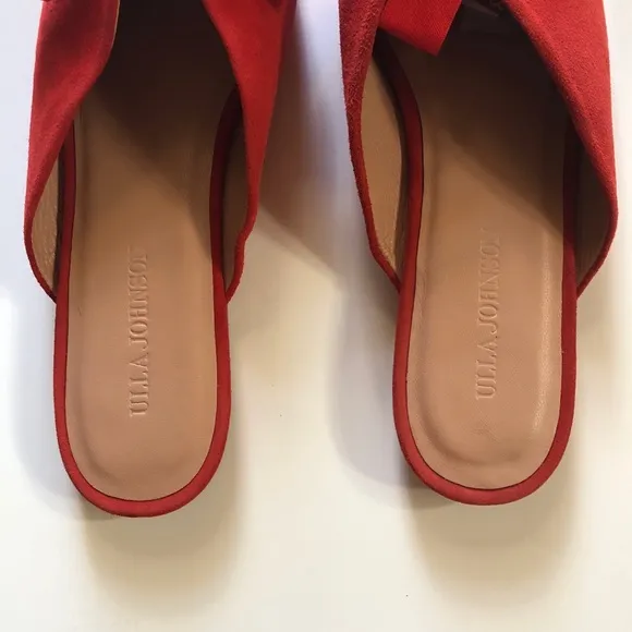 Ulla Johnson Loulou Babouche coral red flat suede mules