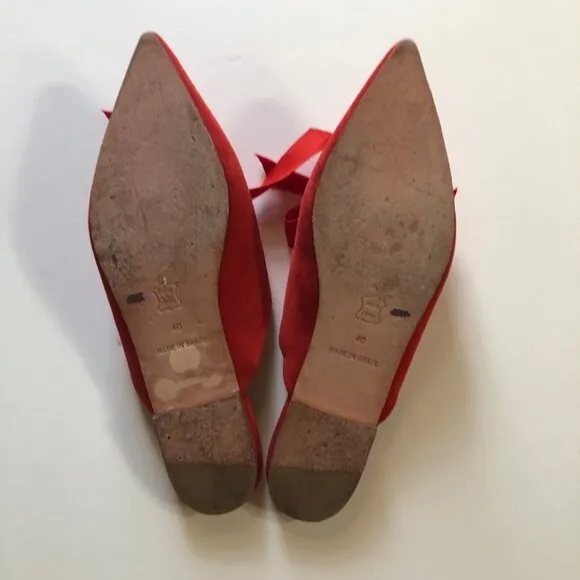Ulla Johnson Loulou Babouche coral red flat suede mules