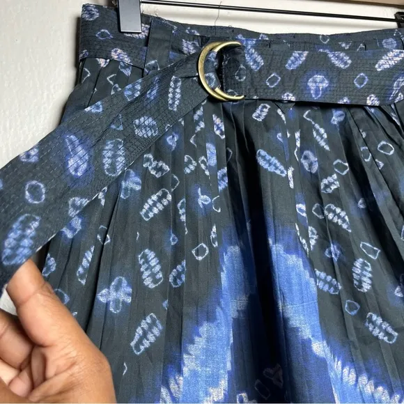 Ulla Johnson Ultra Marine Pleated Marianna Short 8 Belted Waist Art Abstract