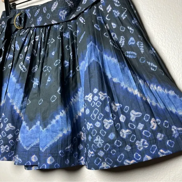 Ulla Johnson Ultra Marine Pleated Marianna Short 8 Belted Waist Art Abstract