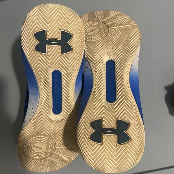 Under Armour Curry 3 Basketball Shoes High Top Blue Yellow Mens Size
