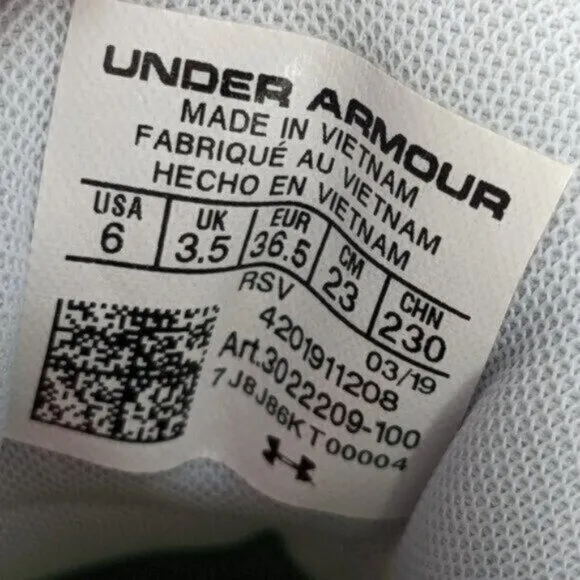 Under Armour HOVR Apex Grey Orange Size 6 Women
