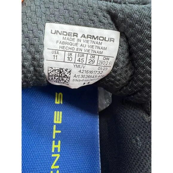 Under Armour HOVR Infinite 5 Blue Mirage Men's Running Shoes 3026545-400 Size 11