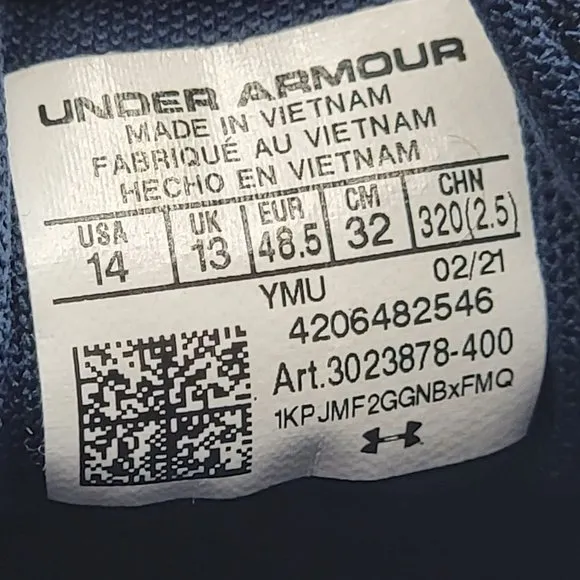 Under Armour Mens Size 14 Charged Escape 3 Evo Blue Running Shoes - 3023878-400