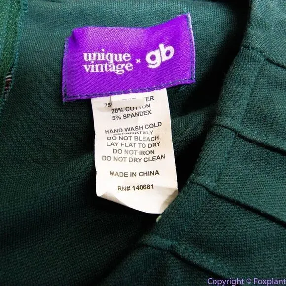 Unique Vintage X GB Green Apple Print‎ Fit And Flare Dress, 0XL