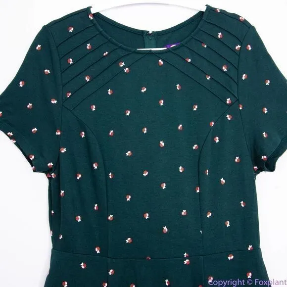 Unique Vintage X GB Green Apple Print‎ Fit And Flare Dress, 0XL