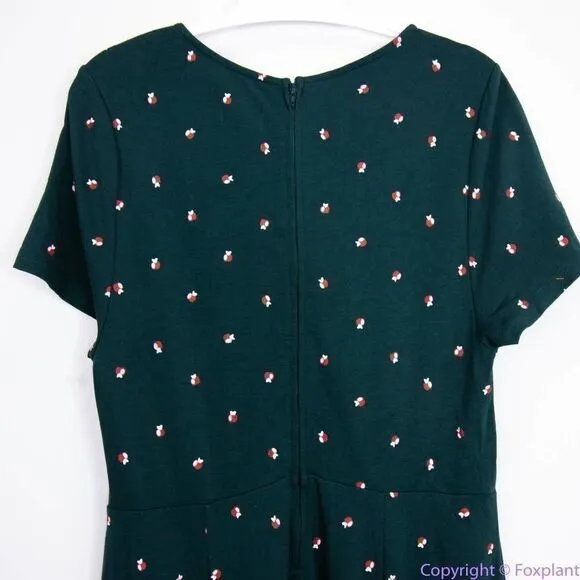 Unique Vintage X GB Green Apple Print‎ Fit And Flare Dress, 0XL