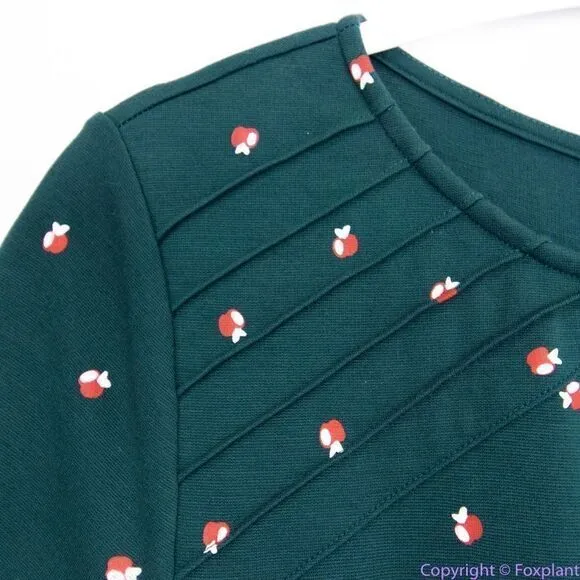 Unique Vintage X GB Green Apple Print‎ Fit And Flare Dress, 0XL