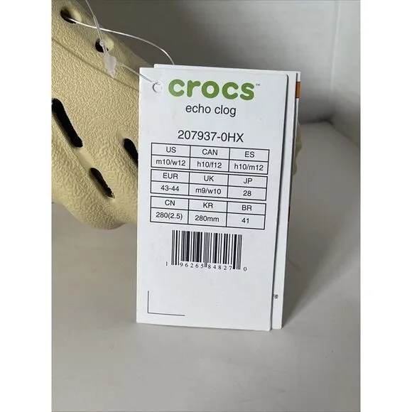 Unisex Clogs Crocs Echo Clog Sesame 207937 M 10/W 12