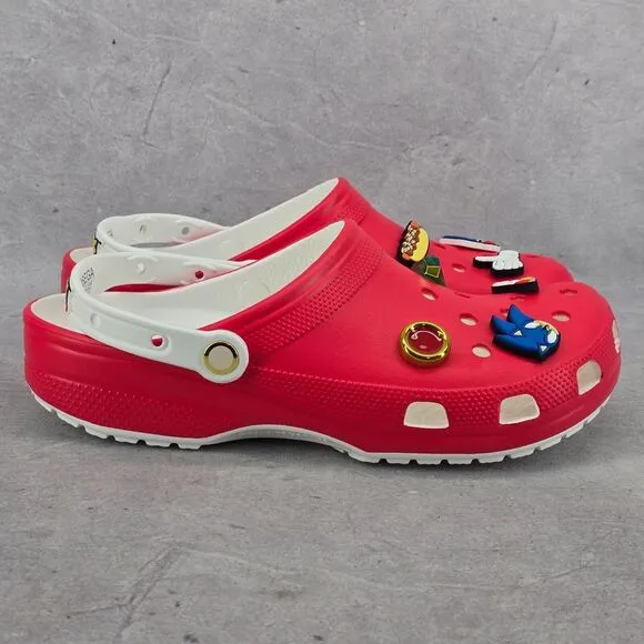 Unisex Sega Sonic The Hedgehog Classic Crocs Red White Mens 11 Womens 13‎