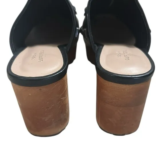 Urban Outfitters Blairwood Silver Studded Black Vegan Leather Mule Clogs Size 6