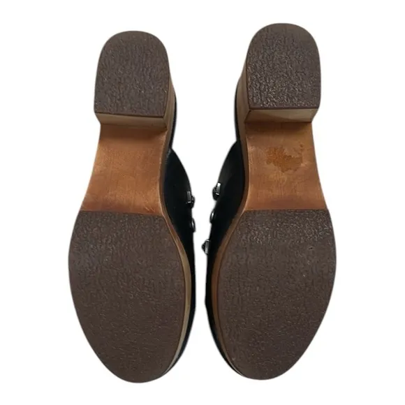 Urban Outfitters Blairwood Silver Studded Black Vegan Leather Mule Clogs Size 6