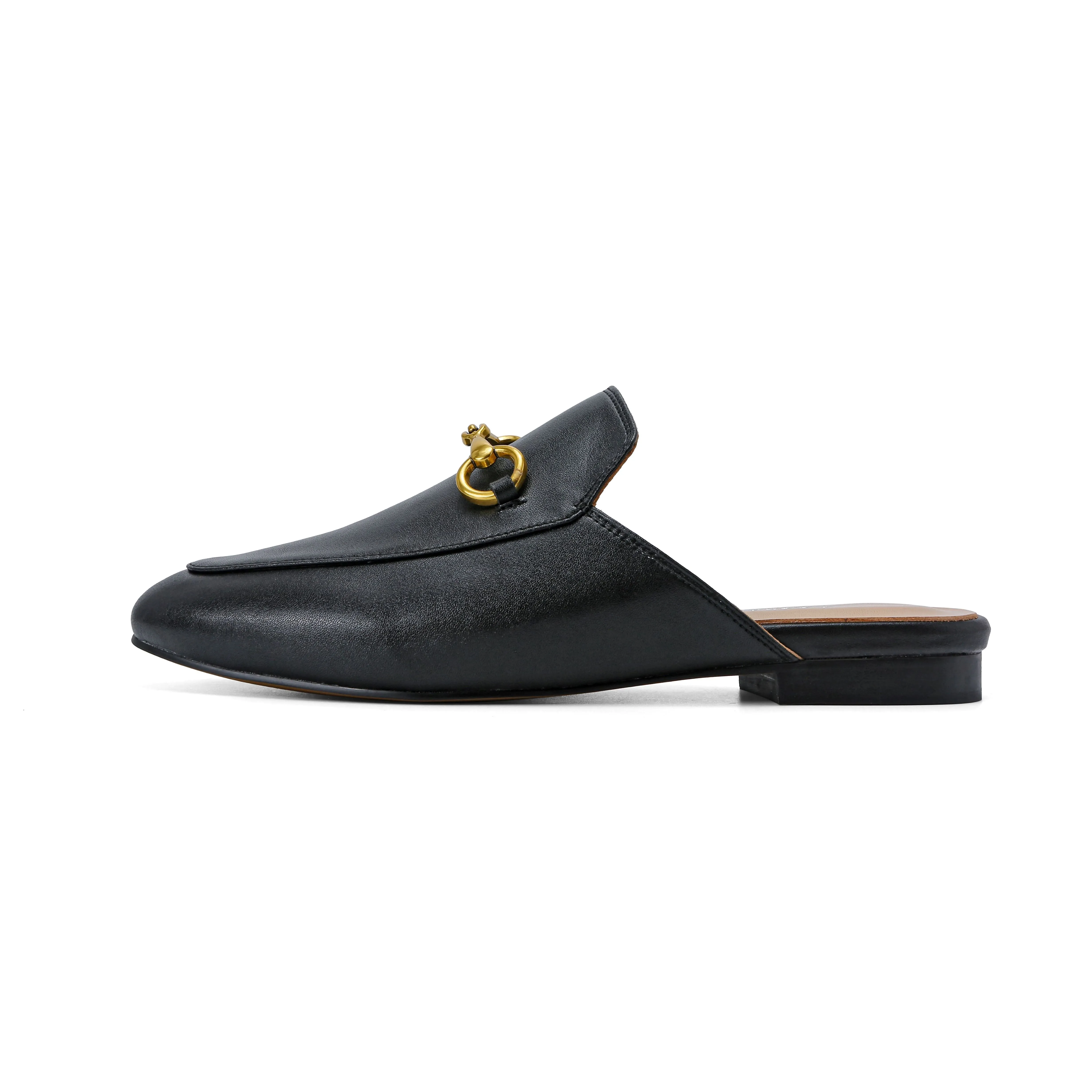 Urbane Genuine Leather Mules with Buckle by Nostalgia Fashion New York