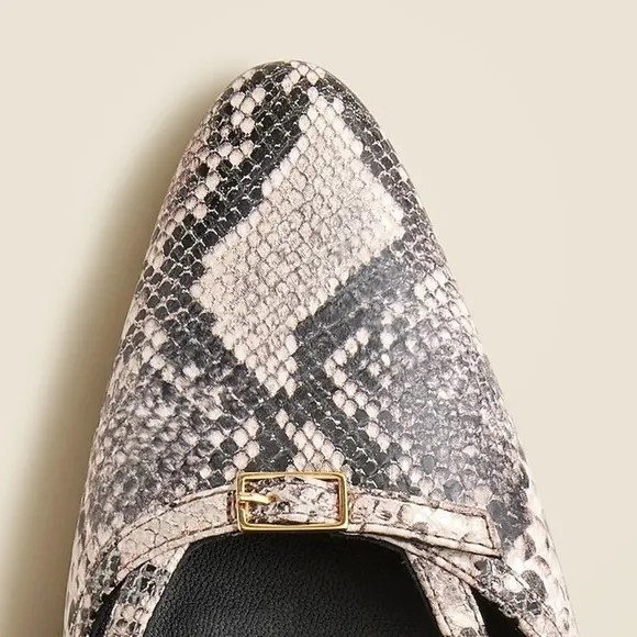 Used J Crew Made-in-Spain Jules slingback pumps in snake-embossed leather CC065
