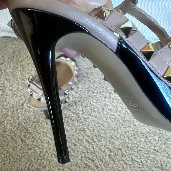 Valentino Black and Pink Studded Heels