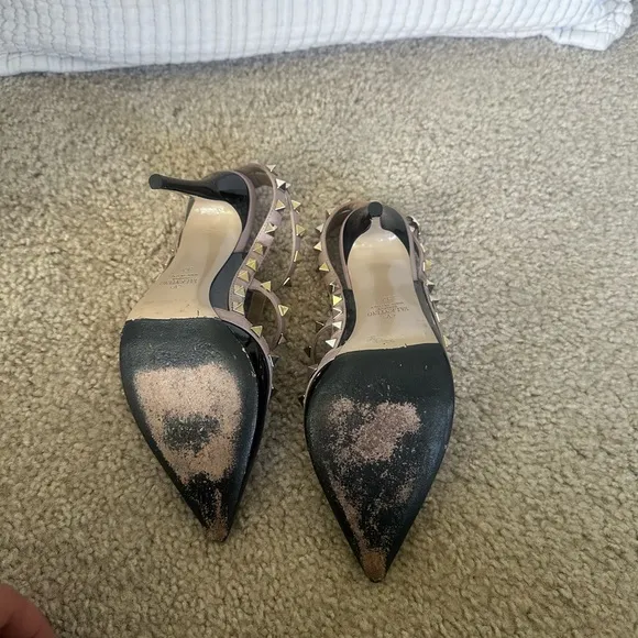 Valentino Black and Pink Studded Heels