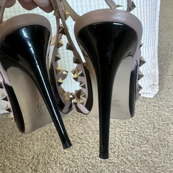 Valentino Black and Pink Studded Heels